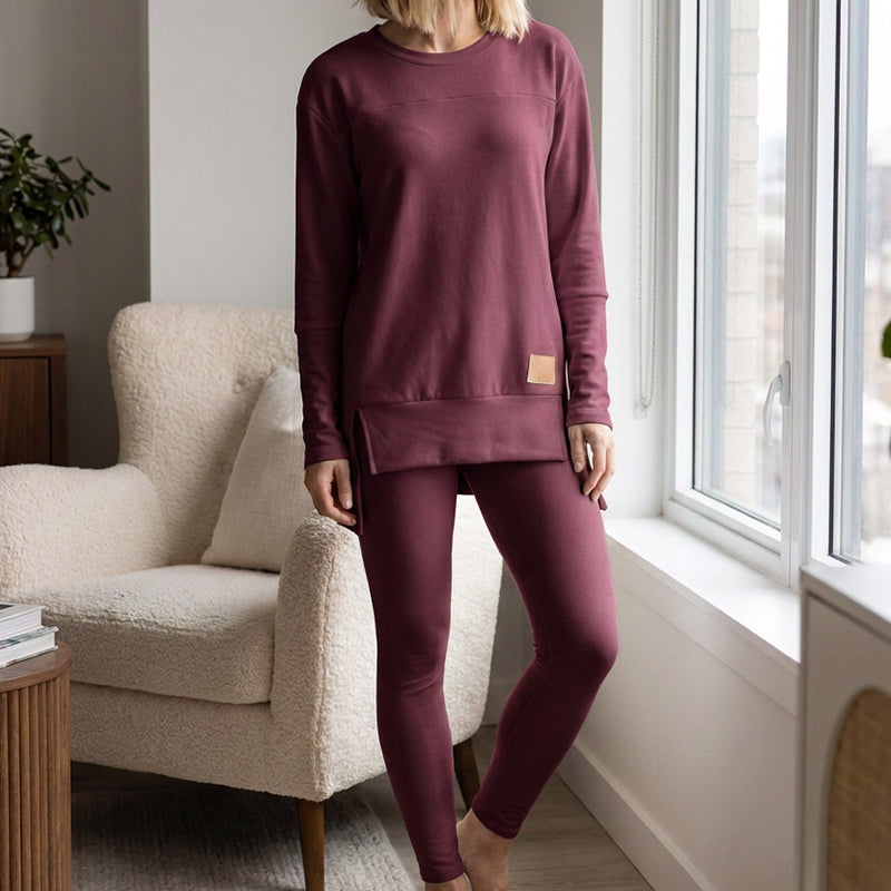Women's Split Long Sleeve Top & Pants Set