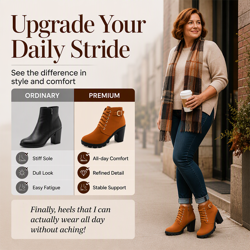 Women's Vintage Chunky Heel Ankle Boots