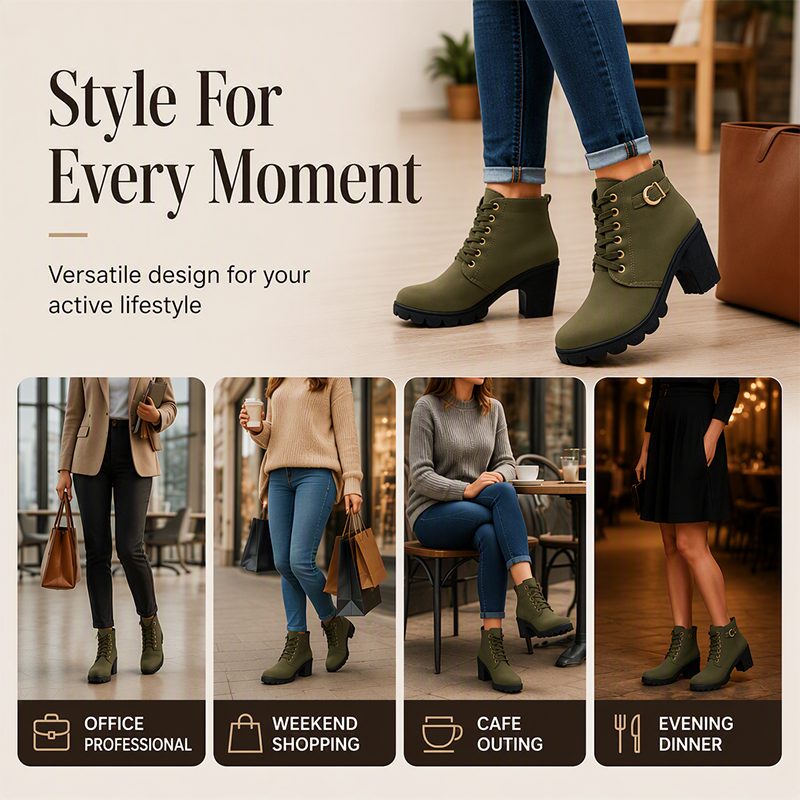 Women's Vintage Chunky Heel Ankle Boots