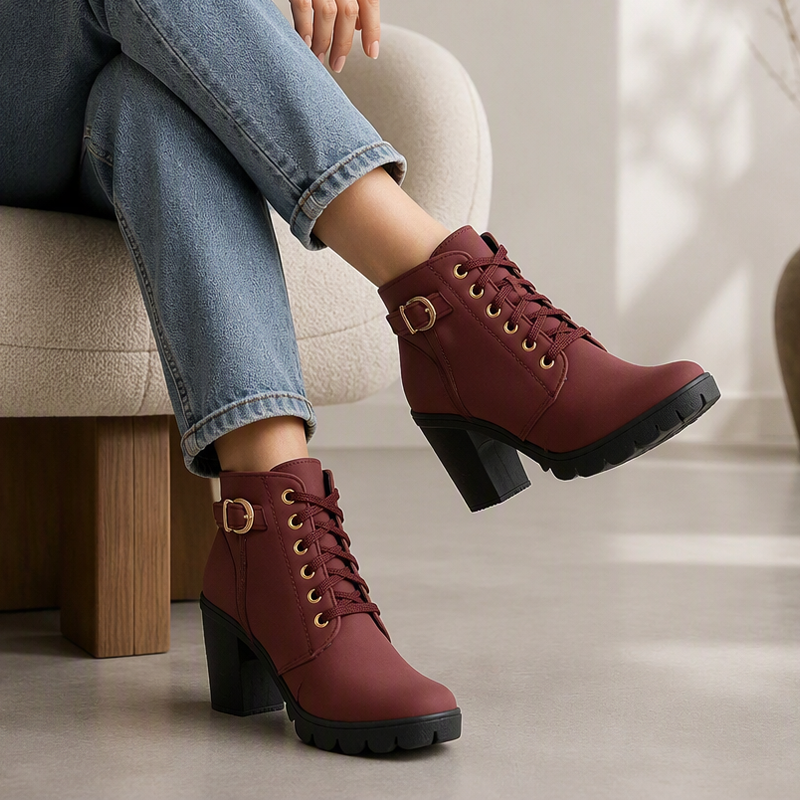 Women's Vintage Chunky Heel Ankle Boots