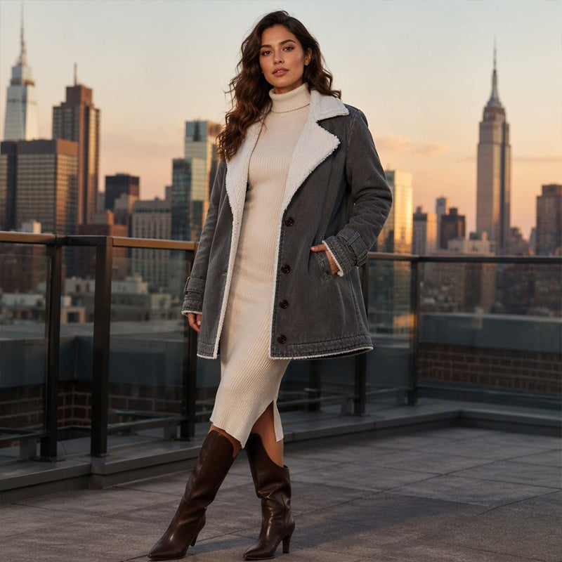Women's Warm-Lined Lapel Collar Jacket