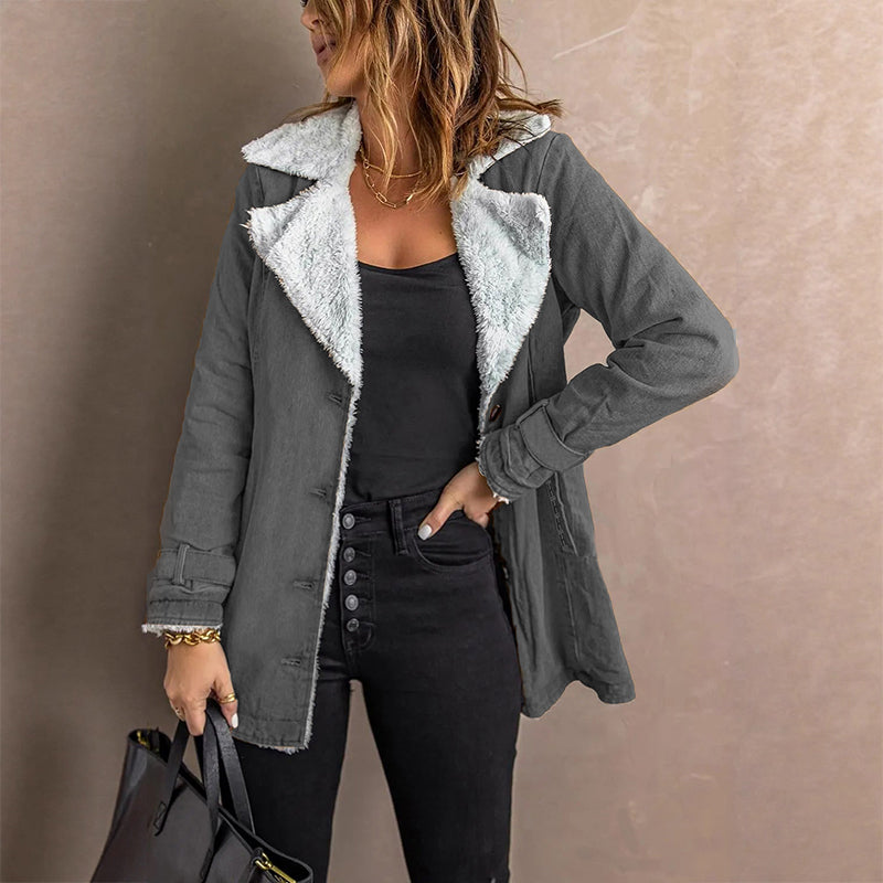 Women's Warm-Lined Lapel Collar Jacket