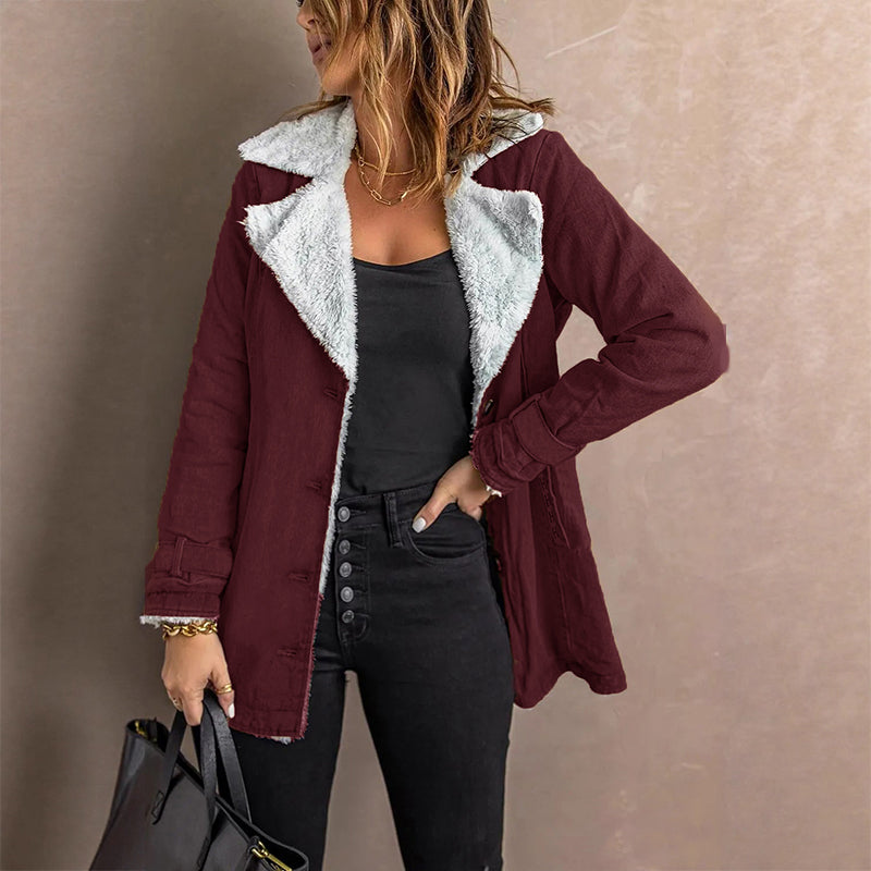 Women's Warm-Lined Lapel Collar Jacket