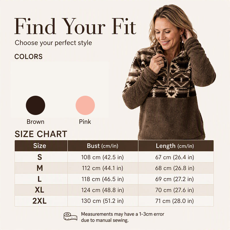 Women's Half-Zip Geometric Pattern Warm Sweatshirt