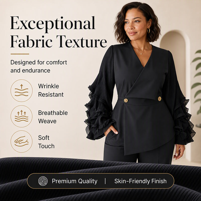Women's Ruffle Sleeve Blazer & Pants Set