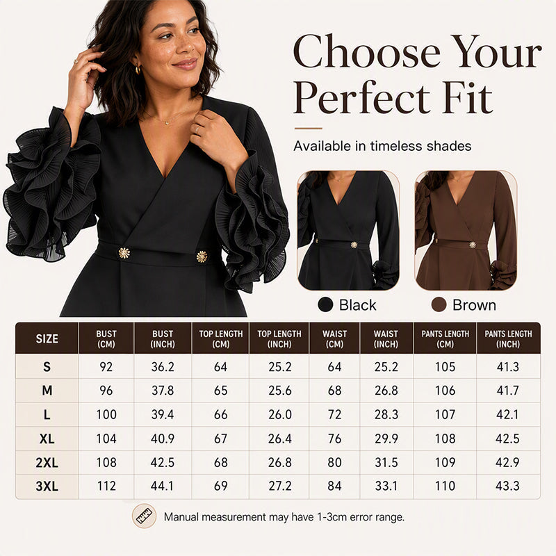Women's Ruffle Sleeve Blazer & Pants Set