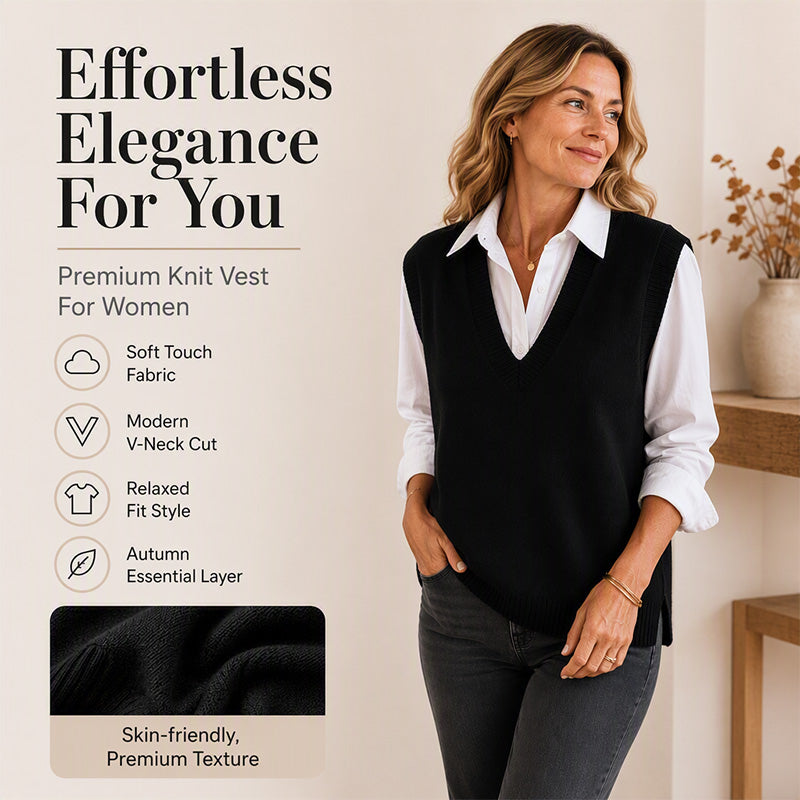 Women's Casual V-Neck Knit Vest
