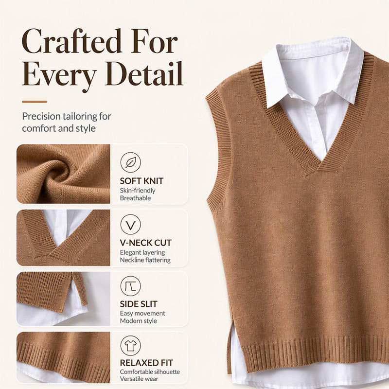 Women's Casual V-Neck Knit Vest