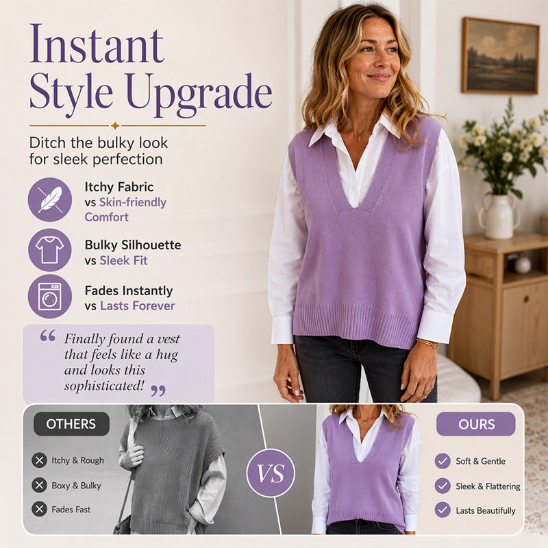 Women's Casual V-Neck Knit Vest