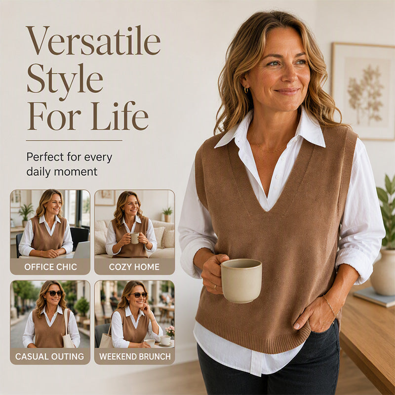 Women's Casual V-Neck Knit Vest