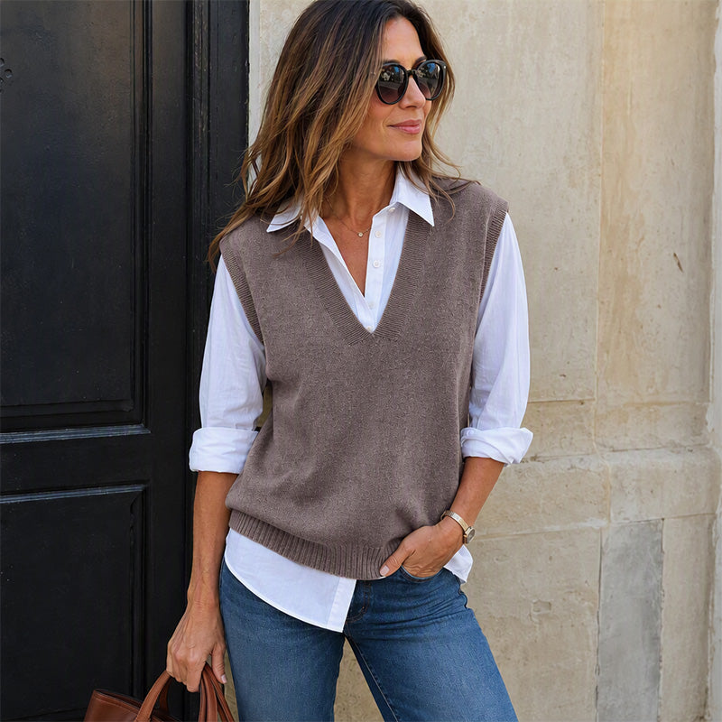 Women's Casual V-Neck Knit Vest