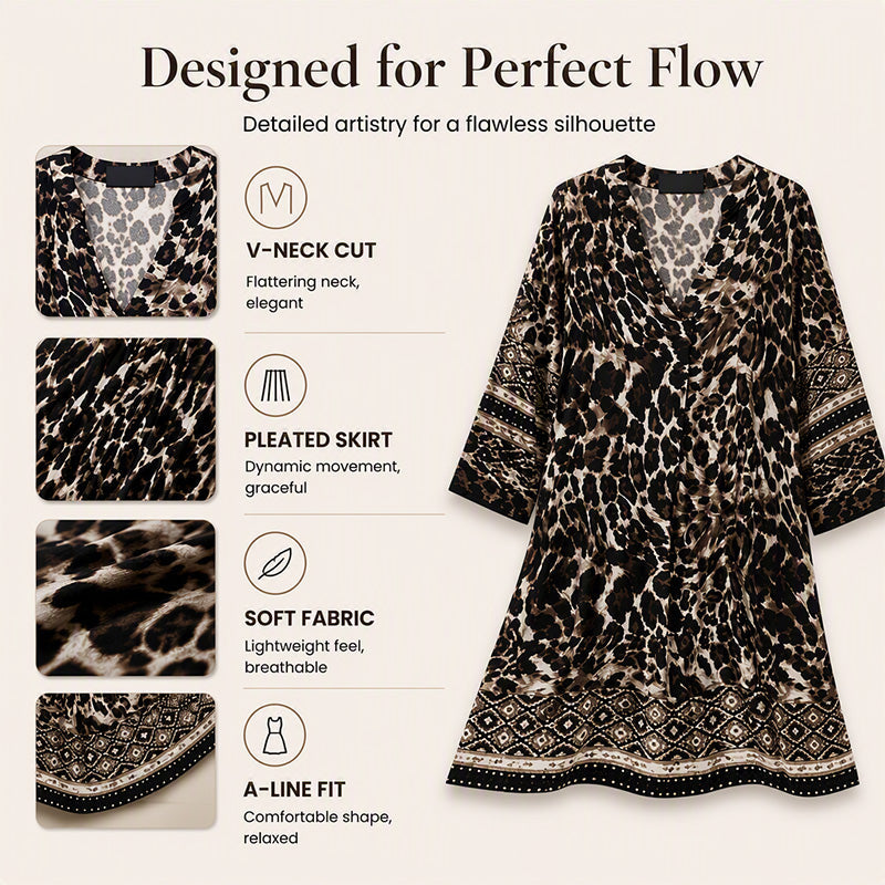 Women's Vintage Boho Print V-Neck Loose Dress