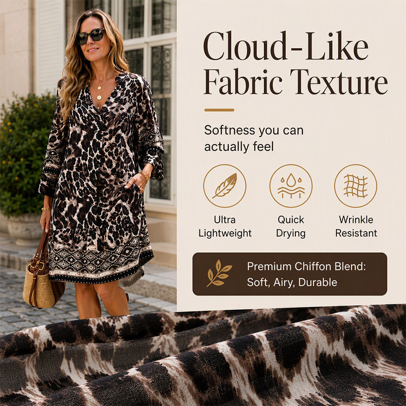 Women's Vintage Boho Print V-Neck Loose Dress