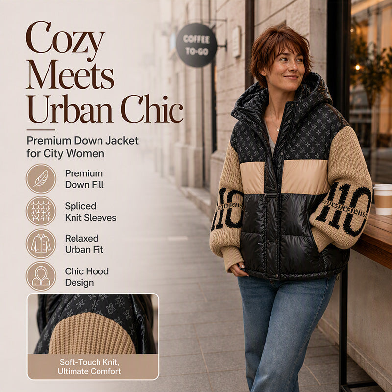 Women's Patchwork Hooded Puffer Jacket