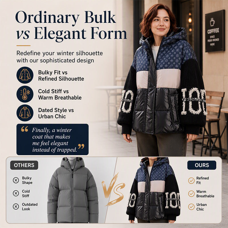 Women's Patchwork Hooded Puffer Jacket