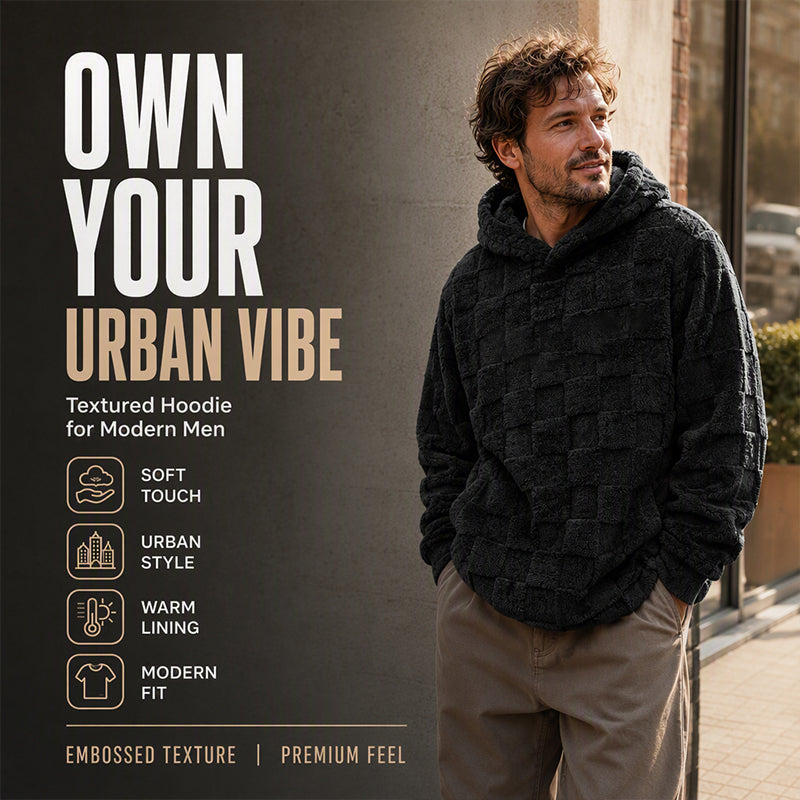 Men's Plush Checkerboard Hooded Sweatshirt