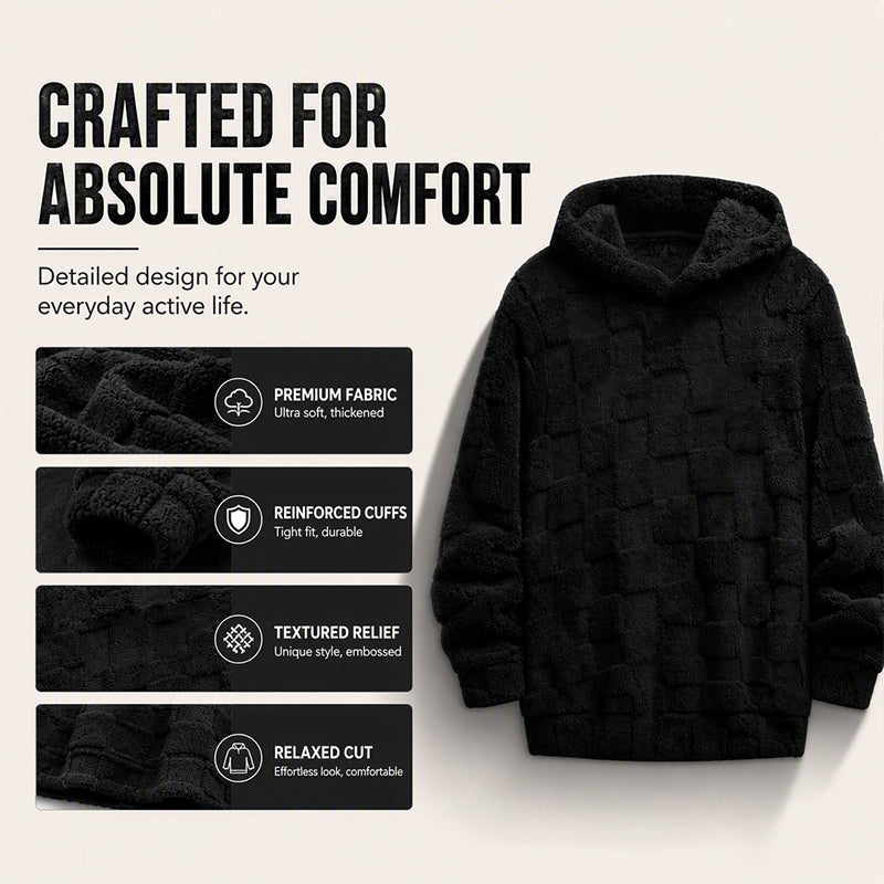 Men's Plush Checkerboard Hooded Sweatshirt