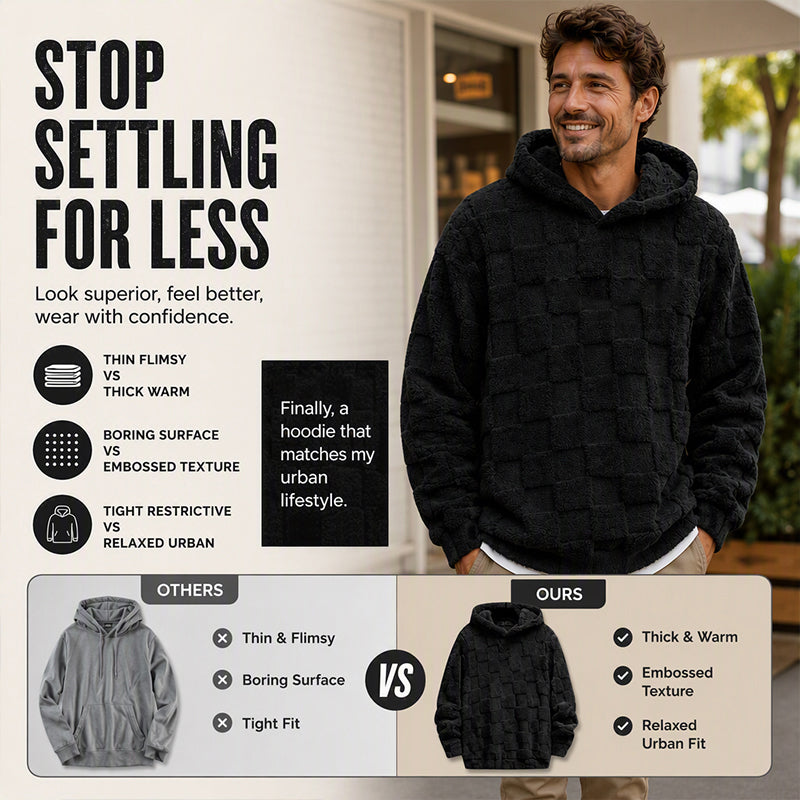 Men's Plush Checkerboard Hooded Sweatshirt