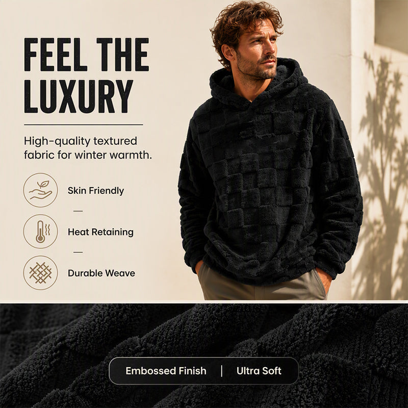 Men's Plush Checkerboard Hooded Sweatshirt