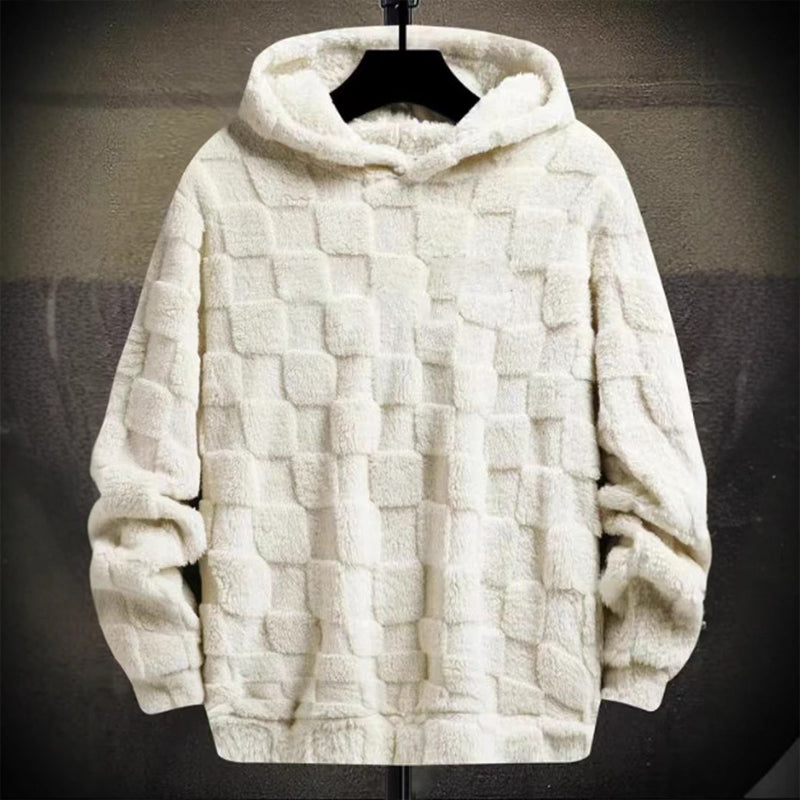 Men's Plush Checkerboard Hooded Sweatshirt