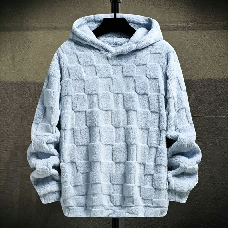 Men's Plush Checkerboard Hooded Sweatshirt