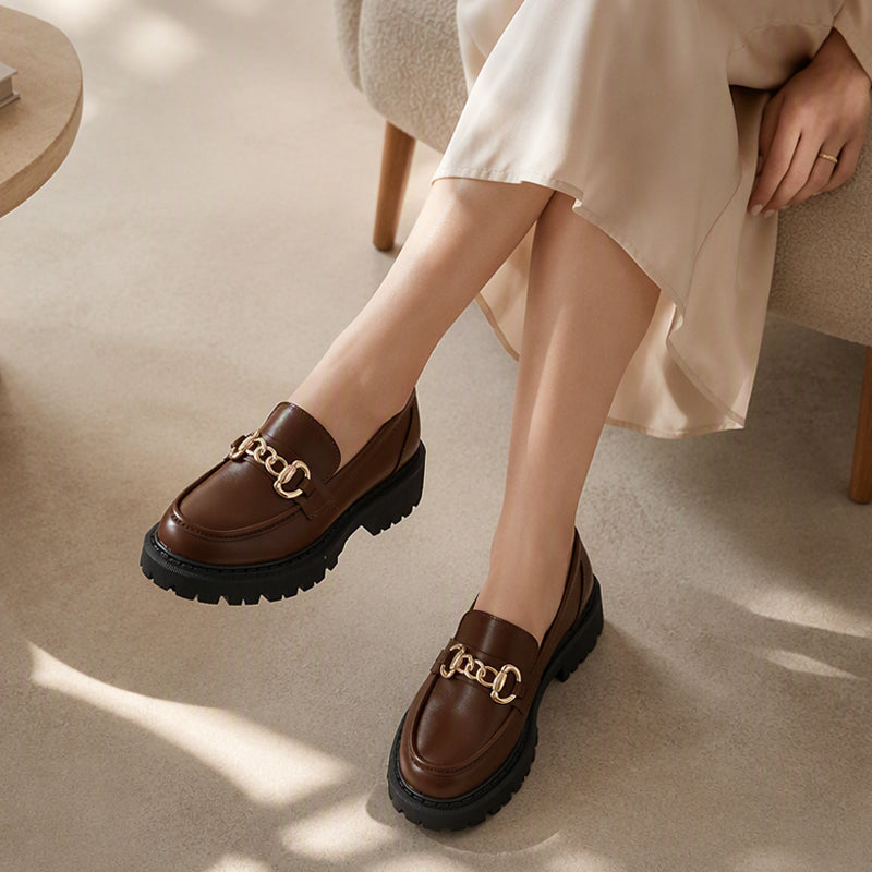 Women's Retro British Style Platform Loafers