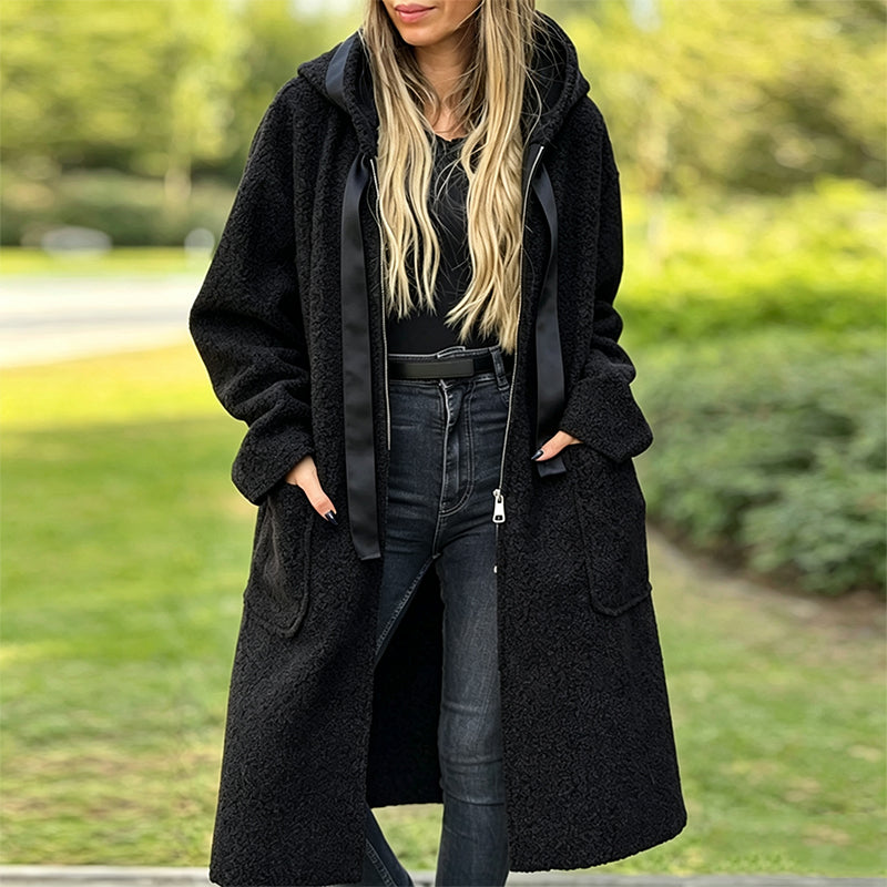 Women's Cozy Long Faux Fur Hooded Coat