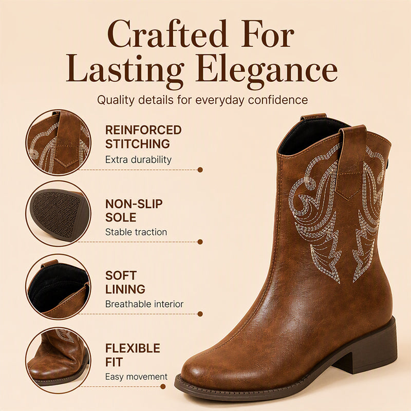 Women's Retro Embroidered Cowboy Boots