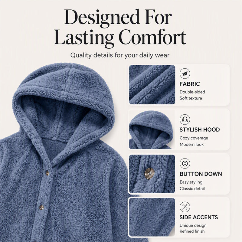 Women's Loose-Fit Hooded Plush Jacket