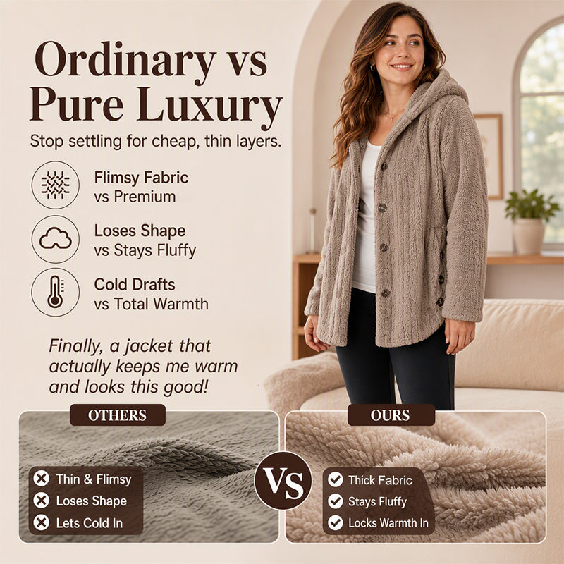 Women's Loose-Fit Hooded Plush Jacket