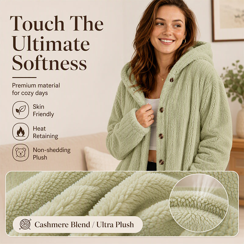 Women's Loose-Fit Hooded Plush Jacket