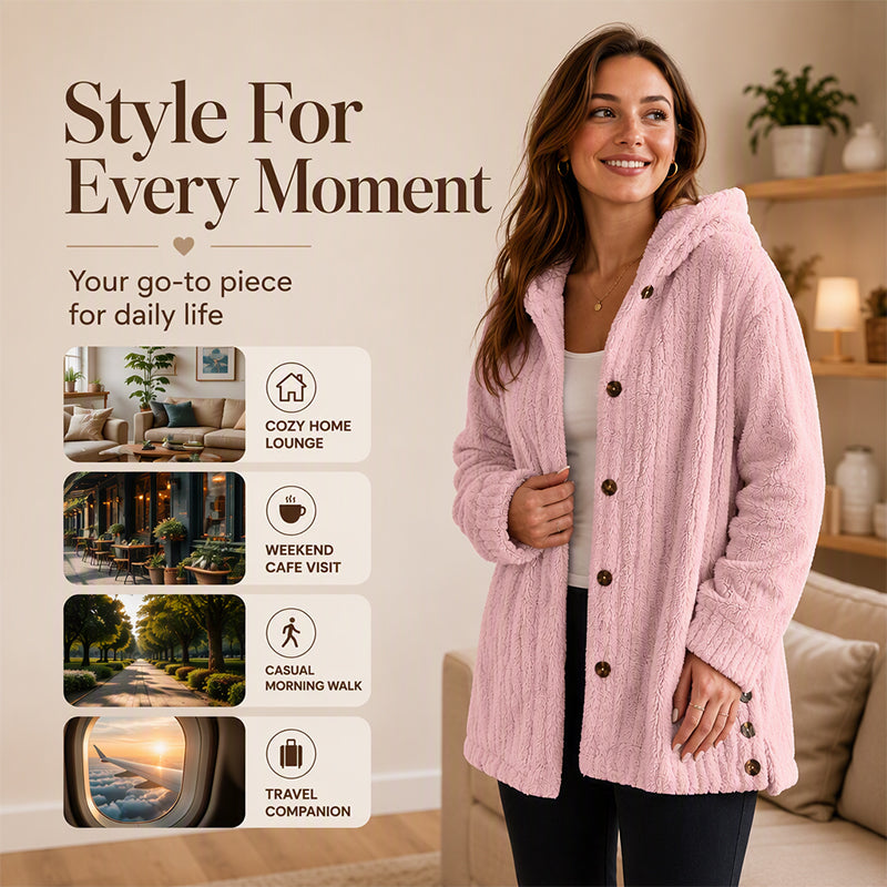 Women's Loose-Fit Hooded Plush Jacket
