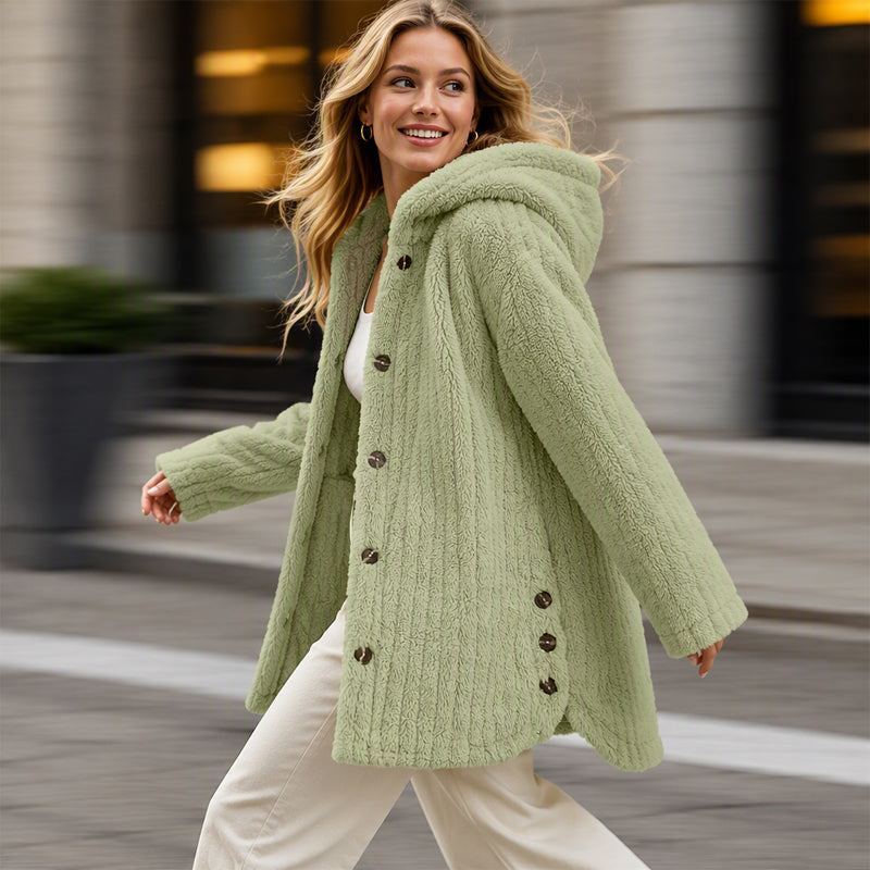Women's Loose-Fit Hooded Plush Jacket