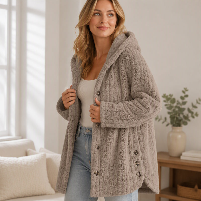 Women's Loose-Fit Hooded Plush Jacket