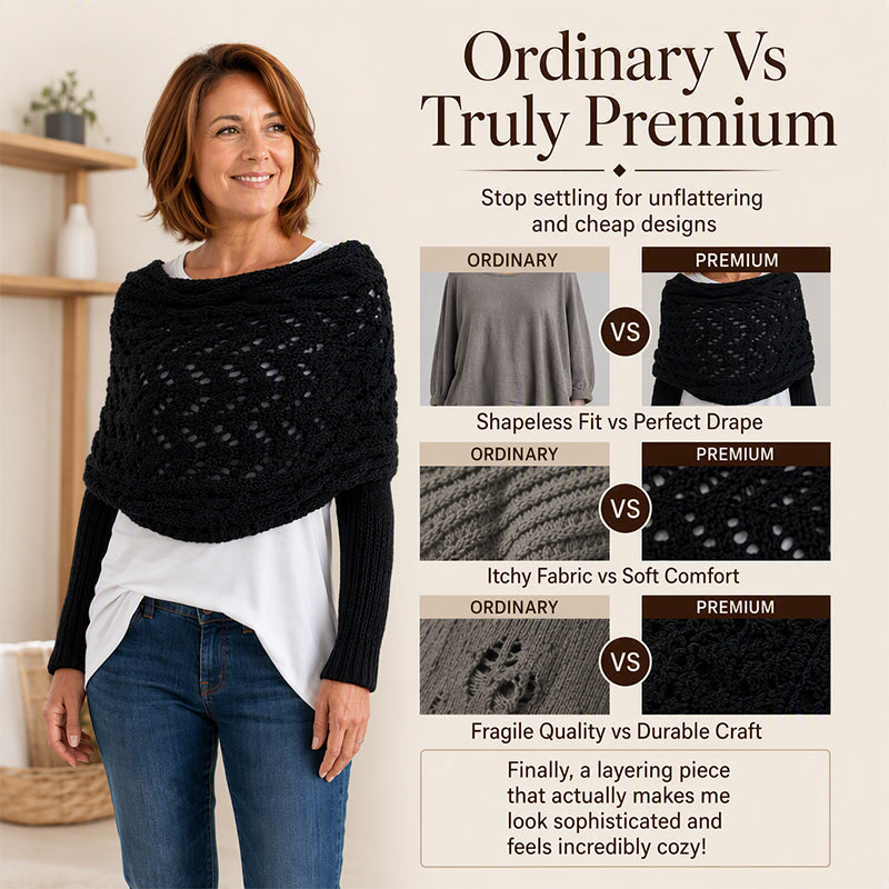 Women's Knit Scarf with Sleeves