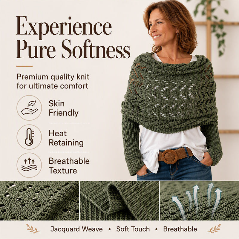 Women's Knit Scarf with Sleeves