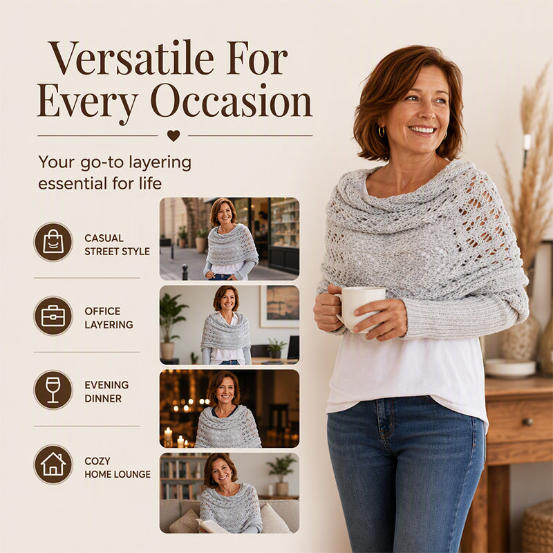 Women's Knit Scarf with Sleeves