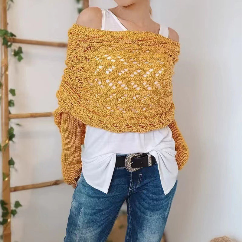 Women's Knit Scarf with Sleeves