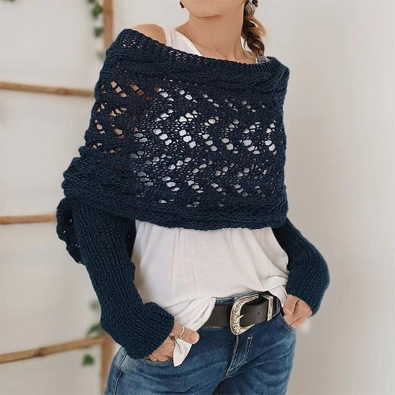 Women's Knit Scarf with Sleeves