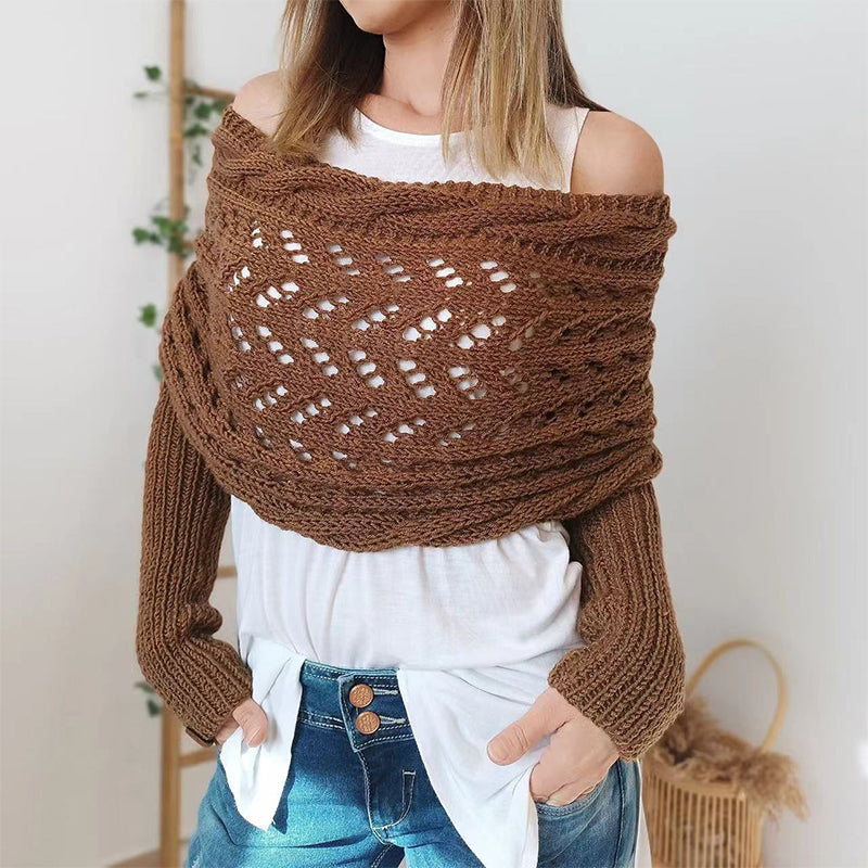 Women's Knit Scarf with Sleeves