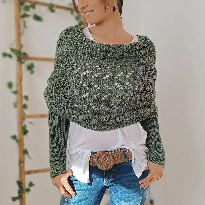 Women's Knit Scarf with Sleeves