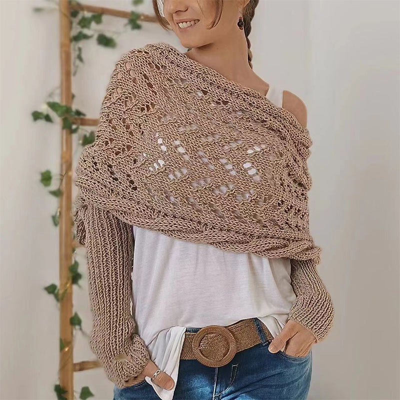 Women's Knit Scarf with Sleeves