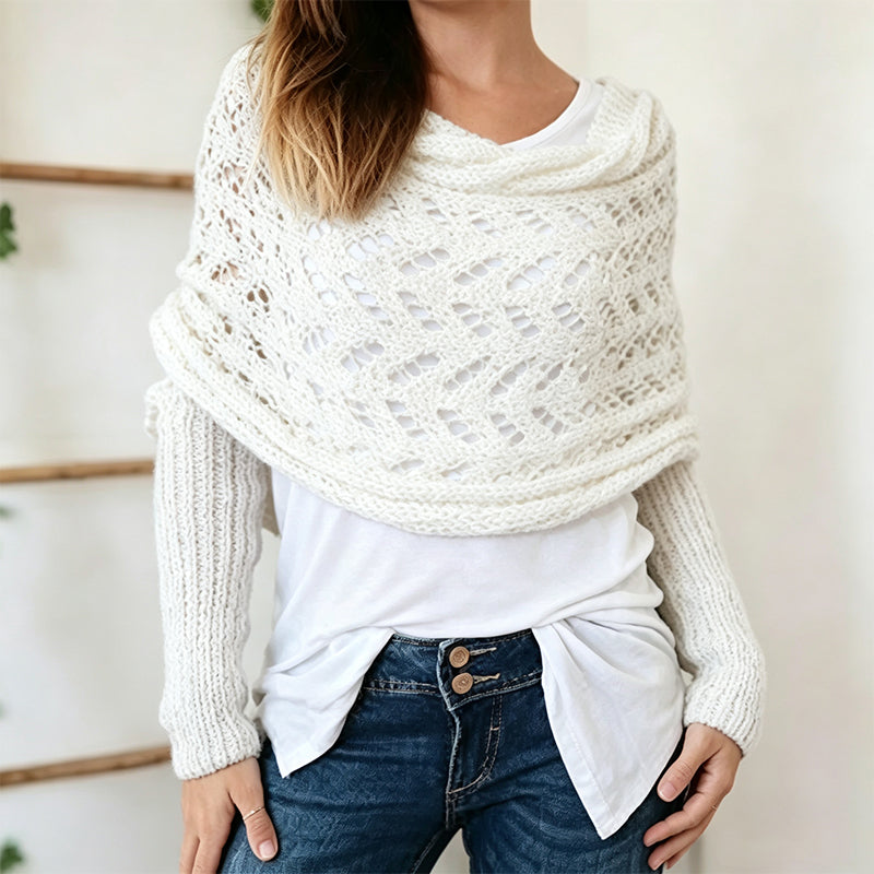 Women's Knit Scarf with Sleeves