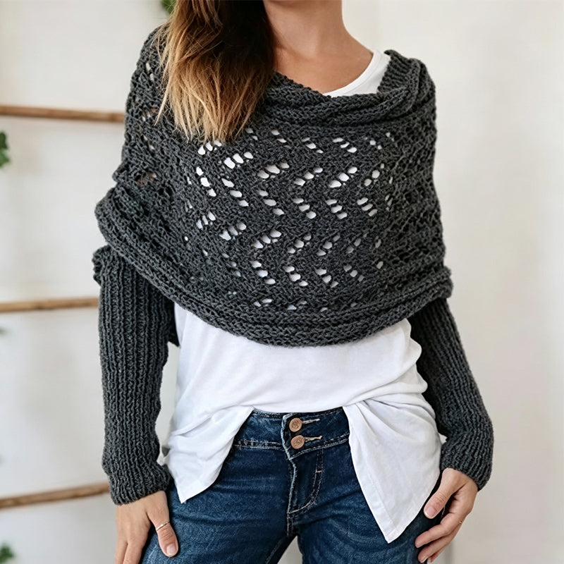 Women's Knit Scarf with Sleeves