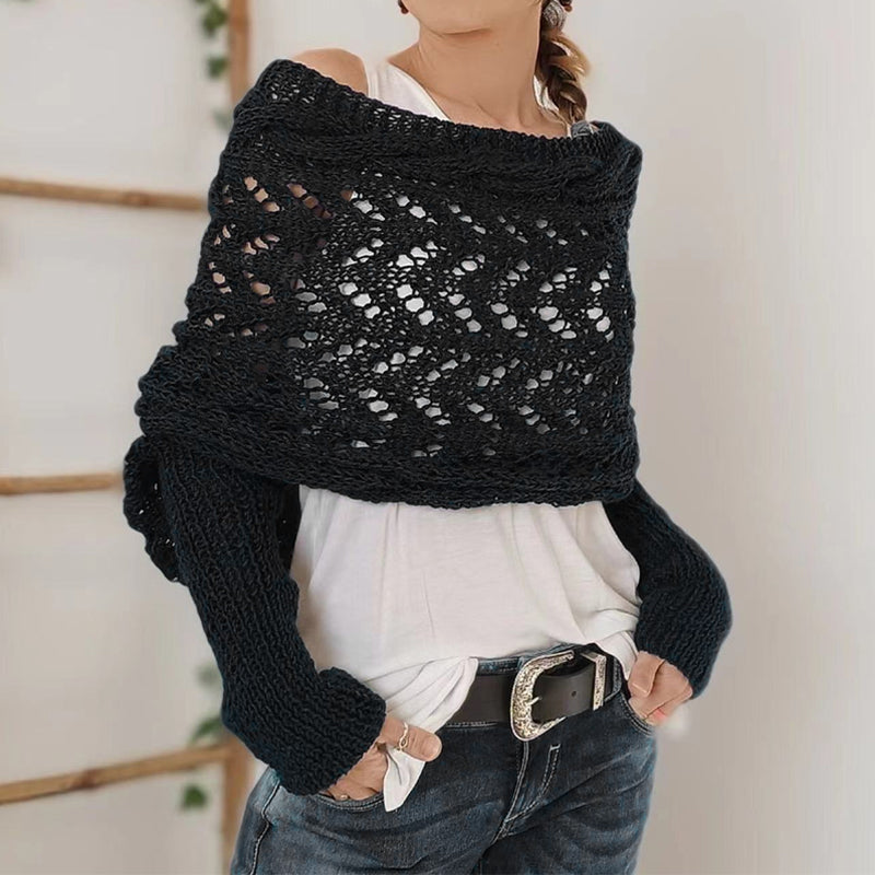 Women's Knit Scarf with Sleeves