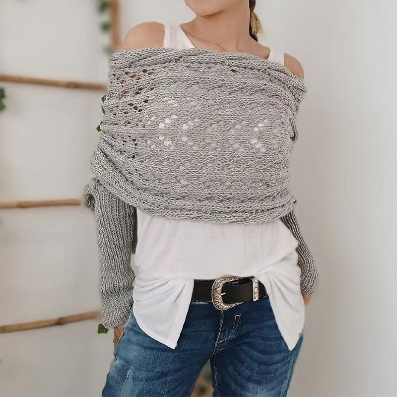 Women's Knit Scarf with Sleeves