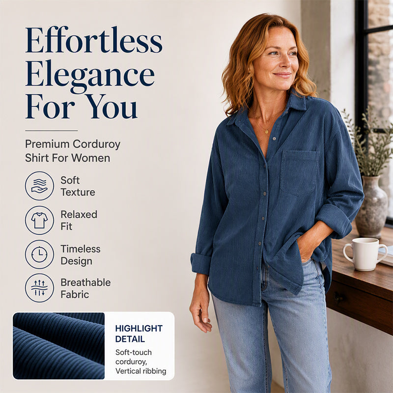 Women's Casual Corduroy Button Down Shirt