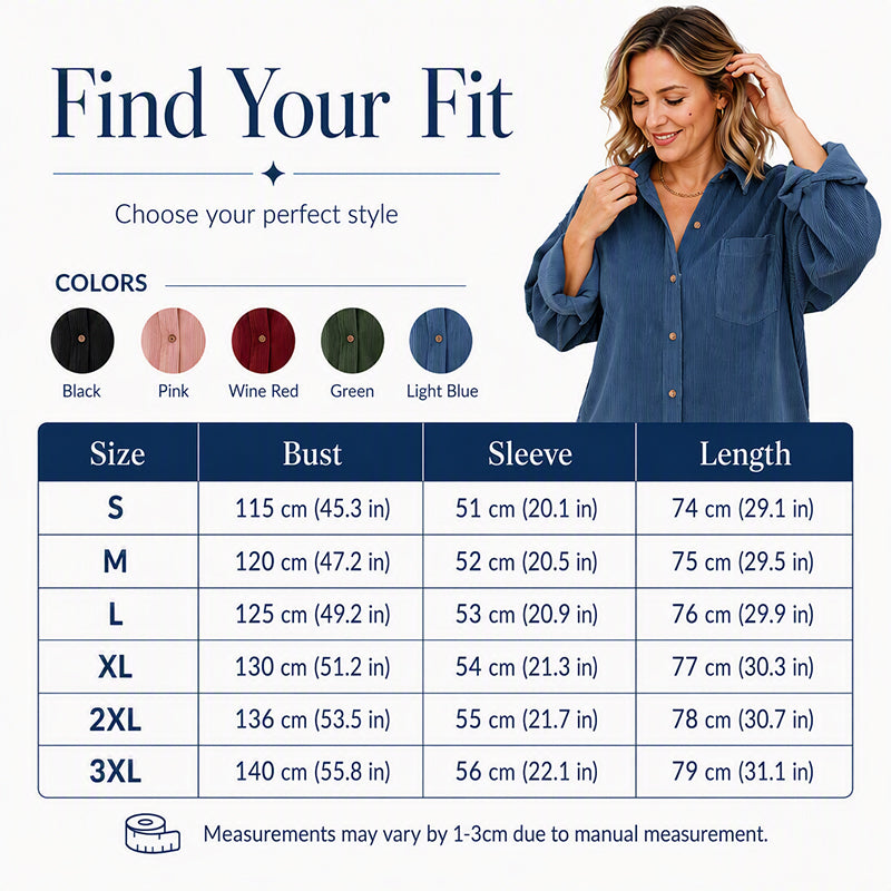 Women's Casual Corduroy Button Down Shirt