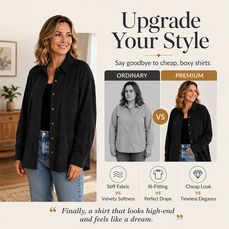 Women's Casual Corduroy Button Down Shirt