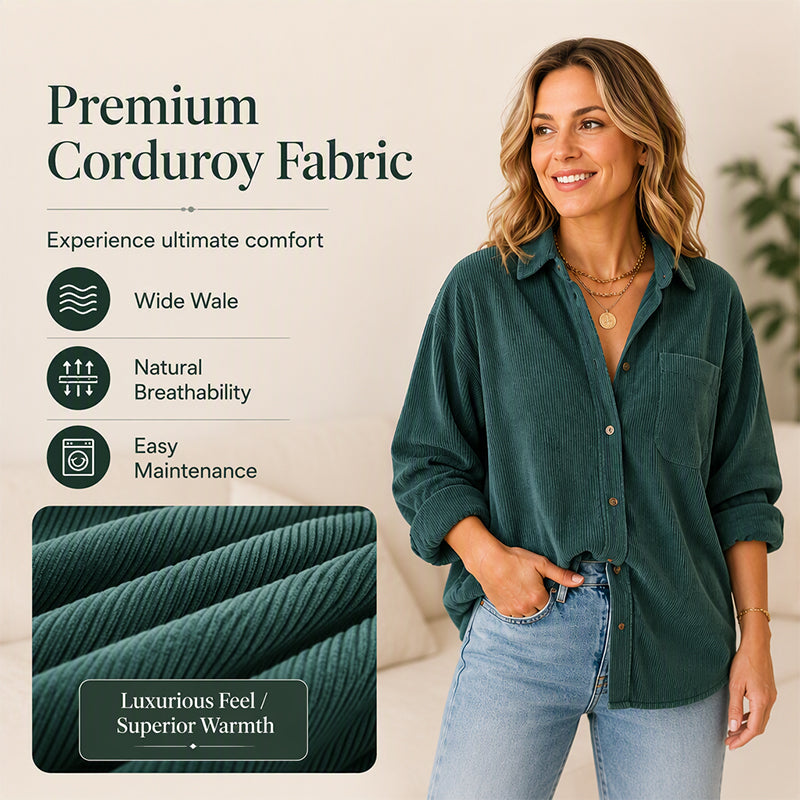 Women's Casual Corduroy Button Down Shirt